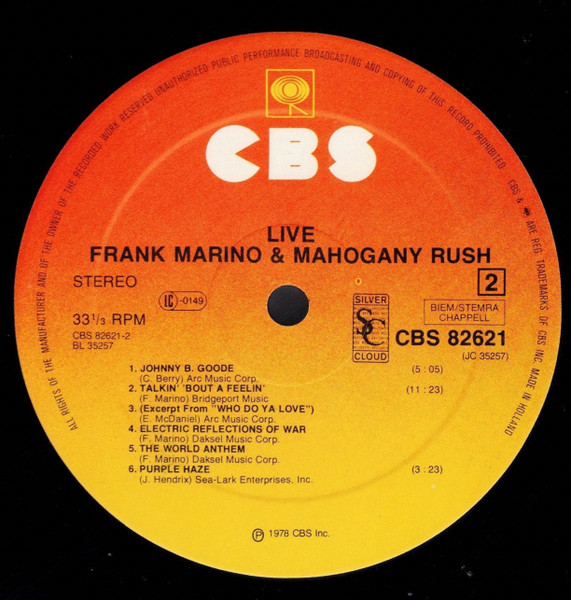Frank Marino & Mahogany Rush - Live | CBS (CBS 82621) - 4 Frank Marino & Mahogany Rush - Live | CBS (CBS 82621) - 4