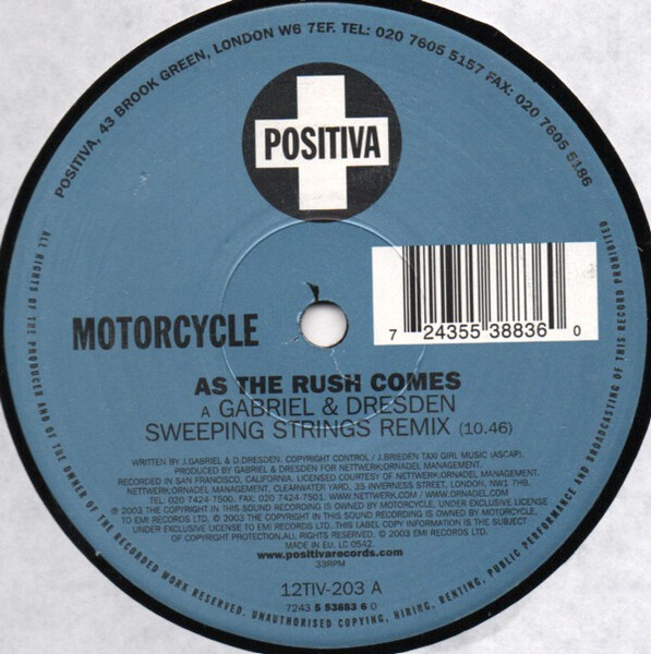 Motorcycle - As The Rush Comes | Positiva (12TIV-203) - 3 Motorcycle - As The Rush Comes | Positiva (12TIV-203) - 3