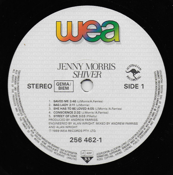 Jenny Morris - Shiver | WEA (256 462-1) - 3