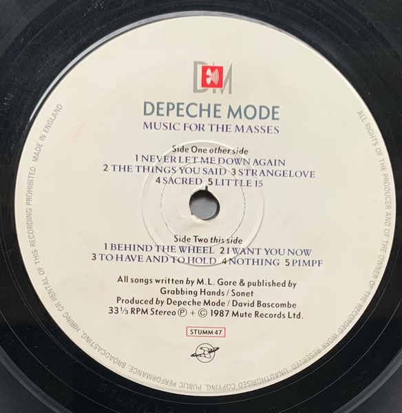 Depeche Mode - Music For The Masses | Mute (STUMM 47) - 4 Depeche Mode - Music For The Masses | Mute (STUMM 47) - 4