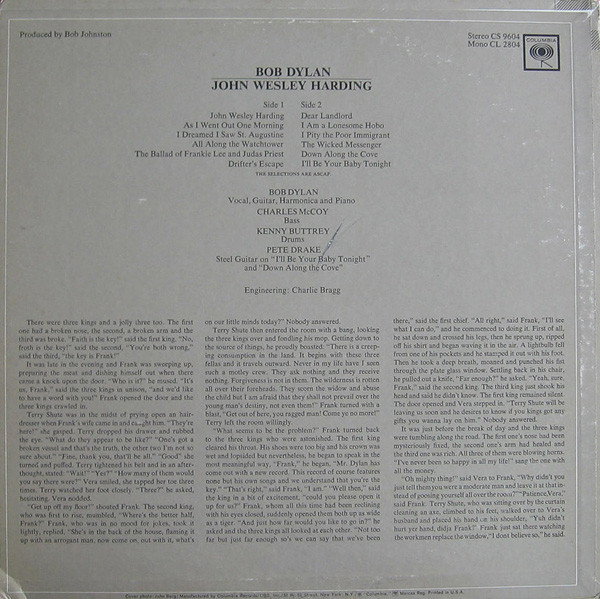 Bob Dylan - John Wesley Harding | Columbia (CS 9604) - 2 Bob Dylan - John Wesley Harding | Columbia (CS 9604) - 2