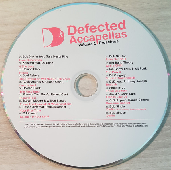 Various - Defected Accapellas Volume 2 (Preachers) | Defected (DEFAC02CD) - 3 Various - Defected Accapellas Volume 2 (Preachers) | Defected (DEFAC02CD) - 3