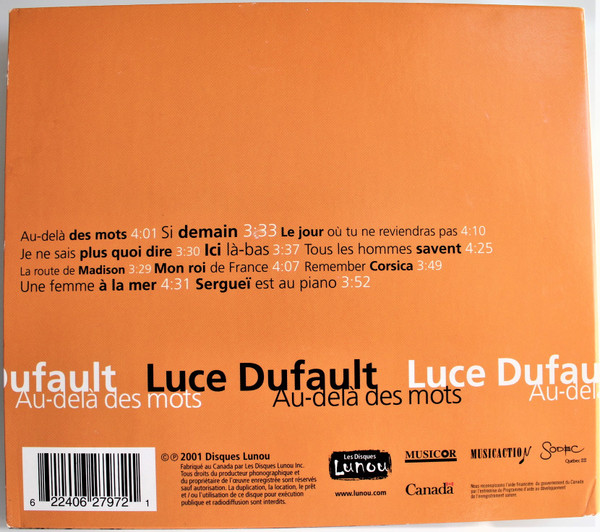 Luce Dufault - Au-Delà Des Mots | Les Disques Lunou (LUCD-2797) - 2 Luce Dufault - Au-Delà Des Mots | Les Disques Lunou (LUCD-2797) - 2