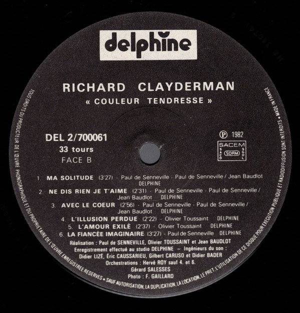 Richard Clayderman - Couleur Tendresse | Delphine (DEL 2 700061) - 2