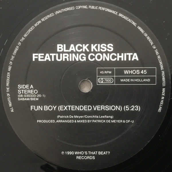 Black Kiss Featuring Conchita Leeflang - Fun Boy / Time Out | Who's That Beat? (WHOS 45) - 3 Black Kiss Featuring Conchita Leeflang - Fun Boy / Time Out | Who's That Beat? (WHOS 45) - 3