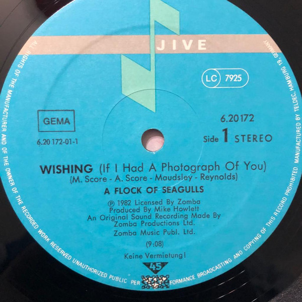 A Flock Of Seagulls - Wishing (If I Had A Photograph Of You) (Long Version) | Jive (6.20 172) - 3 A Flock Of Seagulls - Wishing (If I Had A Photograph Of You) (Long Version) | Jive (6.20 172) - 3