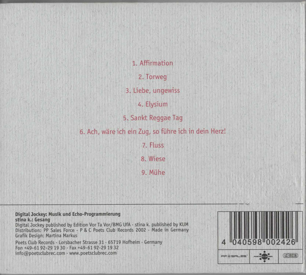 Digital Jockey Mit Stina K. - Paradies Und Fragment - Neun Studien In Klassischer Musik | Poets Club Records (PCR 024) - 2 Digital Jockey Mit Stina K. - Paradies Und Fragment - Neun Studien In Klassischer Musik | Poets Club Records (PCR 024) - 2