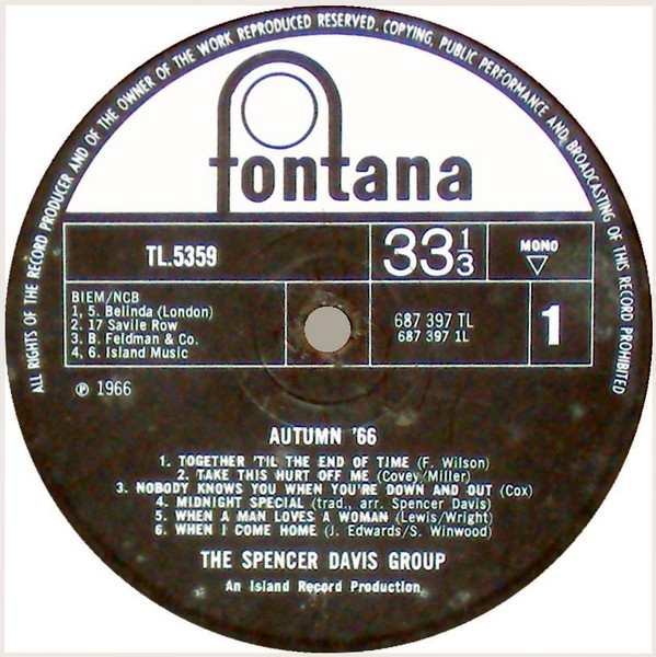 The Spencer Davis Group - Autumn '66 | Fontana (TL5359) - 3 The Spencer Davis Group - Autumn '66 | Fontana (TL5359) - 3