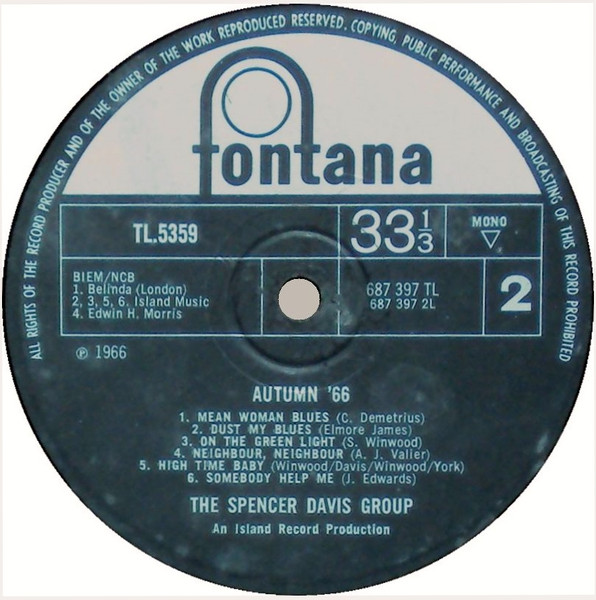 The Spencer Davis Group - Autumn '66 | Fontana (TL5359) - 4 The Spencer Davis Group - Autumn '66 | Fontana (TL5359) - 4