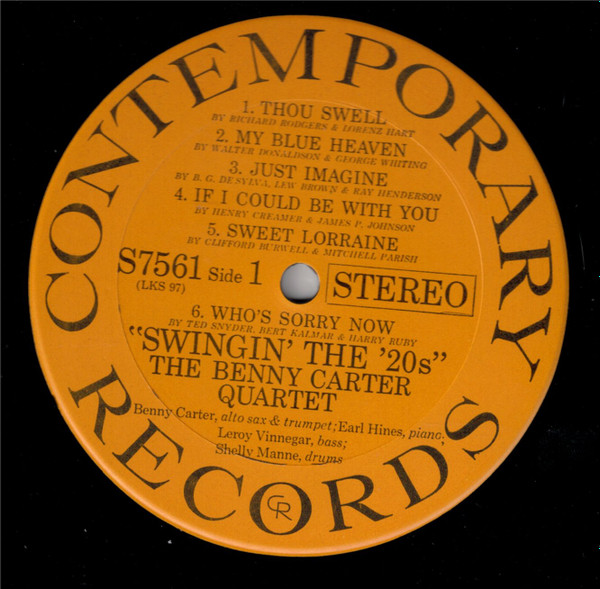 The Benny Carter Quartet - Swingin' The '20s | Contemporary Records (S 7561) - 3