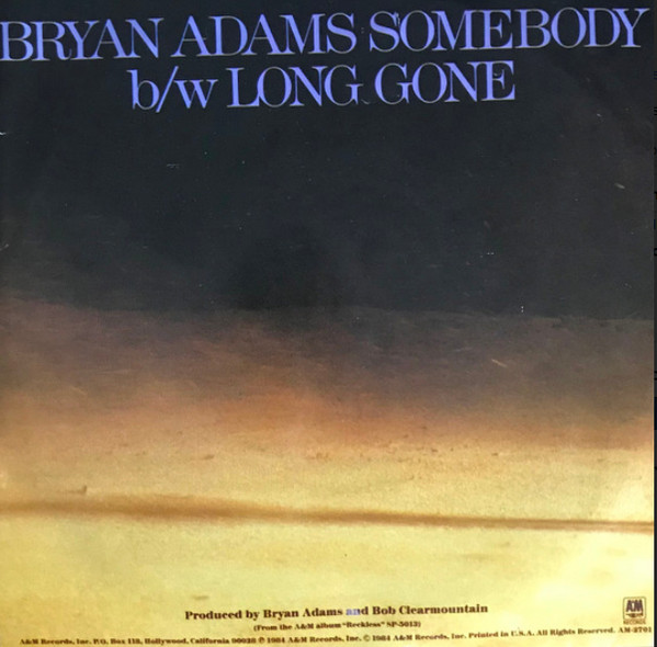 Bryan Adams - Somebody (7") [Vinyl] | A&M Records (AM-2701) - 2