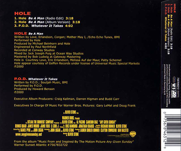 Hole - Be A Man [CD] | Warner Sunset Records (7567846312) - 2