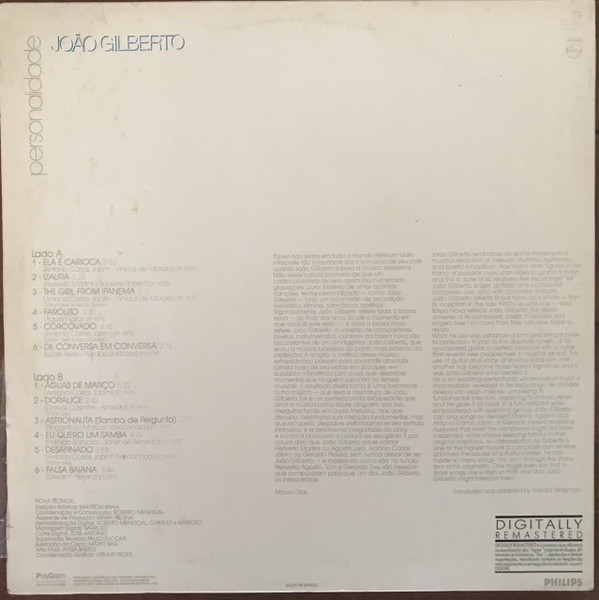 João Gilberto - Personalidade | Philips (842 292-1) - 2