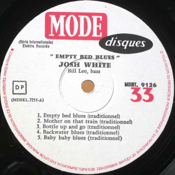 Josh White - Empty Bed Blues | Mode Disques (MDINT 9126) - 3 Josh White - Empty Bed Blues | Mode Disques (MDINT 9126) - 3