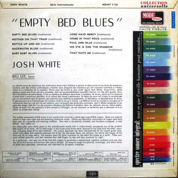 Josh White - Empty Bed Blues | Mode Disques (MDINT 9126) - 2 Josh White - Empty Bed Blues | Mode Disques (MDINT 9126) - 2