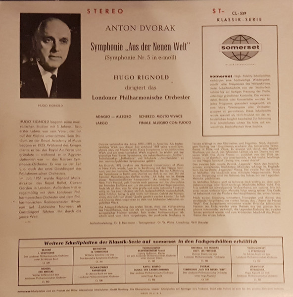 Antonín Dvořák , Hugo Rignold , London Philharmonic Orchestra - New World Symphony | Somerset (ST-CL-539) - 2