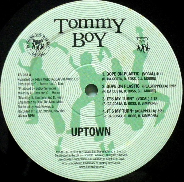 Uptown - Dope On Plastic / It's My Turn | Tommy Boy (TB 923) - 2 Uptown - Dope On Plastic / It's My Turn | Tommy Boy (TB 923) - 2