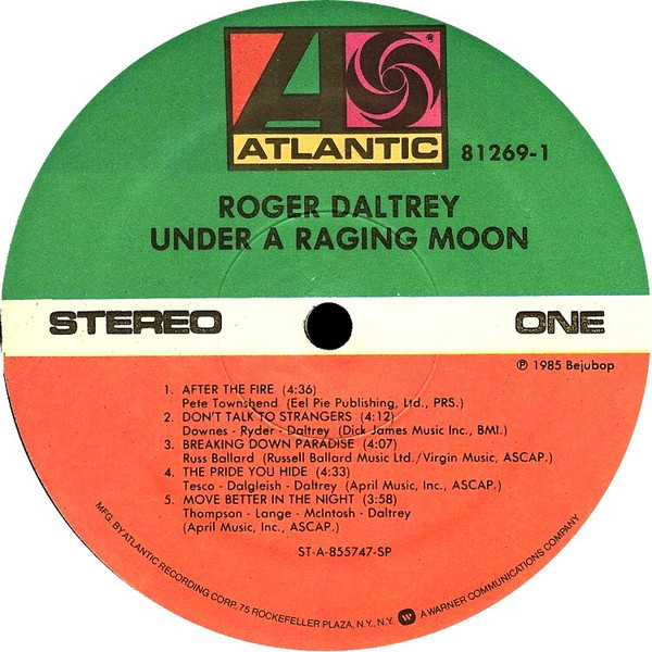 Roger Daltrey - Under A Raging Moon | Atlantic (81269-1) - 3 Roger Daltrey - Under A Raging Moon | Atlantic (81269-1) - 3