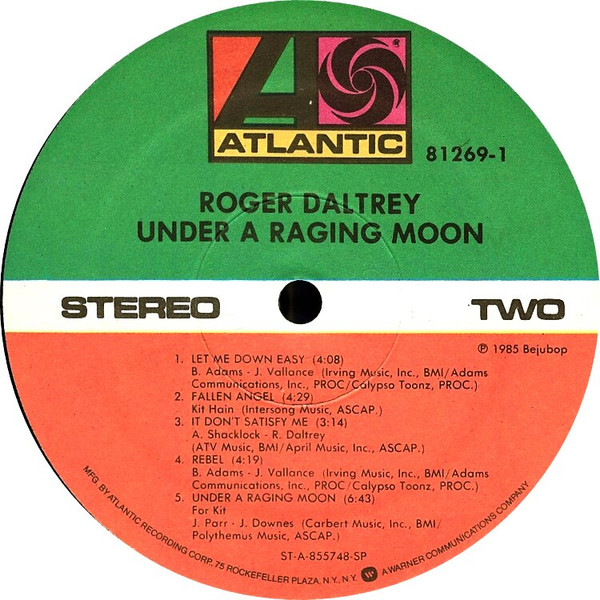 Roger Daltrey - Under A Raging Moon | Atlantic (81269-1) - 4 Roger Daltrey - Under A Raging Moon | Atlantic (81269-1) - 4