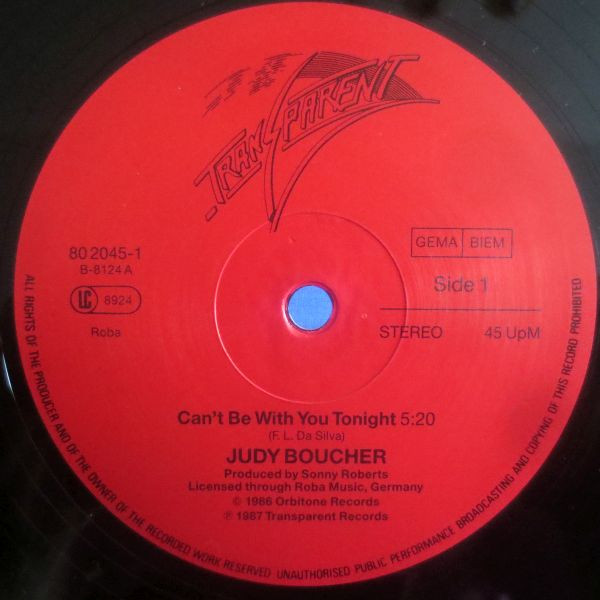 Judy Boucher - Can't Be With You Tonight | Transparent (80 2045-1) - 3 Judy Boucher - Can't Be With You Tonight | Transparent (80 2045-1) - 3