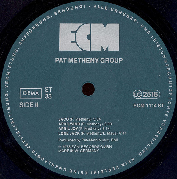 Pat Metheny Group - Pat Metheny Group | ECM Records (ECM 1114) - 4 Pat Metheny Group - Pat Metheny Group | ECM Records (ECM 1114) - 4