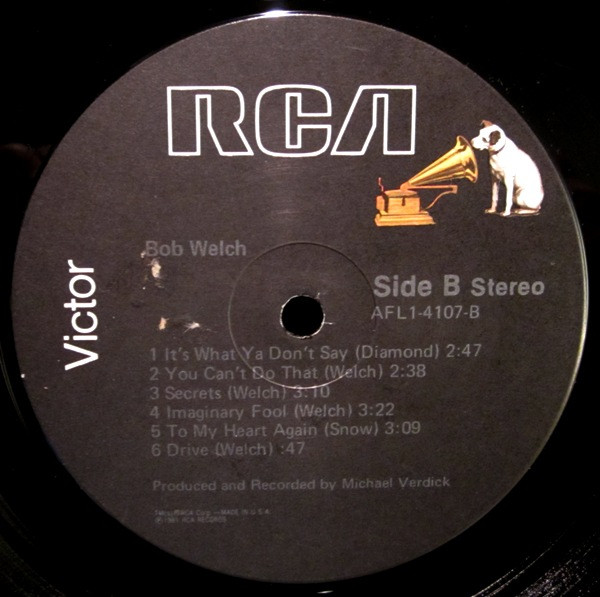 Bob Welch - Bob Welch | RCA Victor (AFL1-4107) - 4 Bob Welch - Bob Welch | RCA Victor (AFL1-4107) - 4