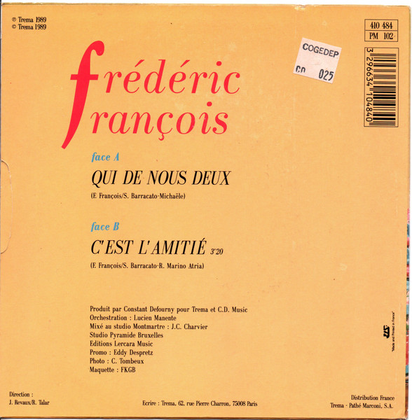 Frédéric François - Qui De Nous Deux | 20 Ans Trema (410 484) - 2