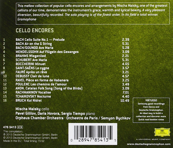 Mischa Maisky - Cello Encores | Deutsche Grammophon (478 5413) - 2 Mischa Maisky - Cello Encores | Deutsche Grammophon (478 5413) - 2