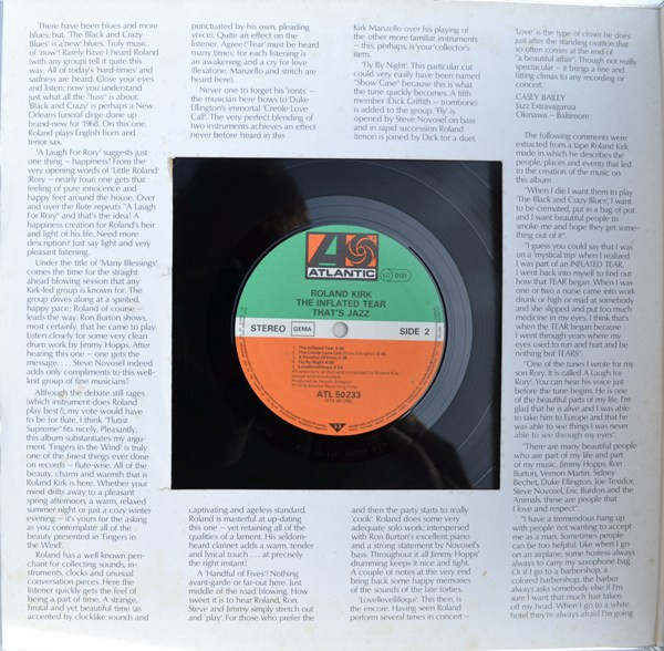 Roland Kirk - The Inflated Tear | Atlantic (ATL 50 233) - 2