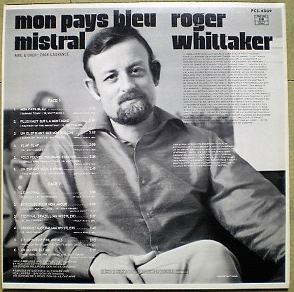 Roger Whittaker - Mon Pays Bleu / Mistral | RCA (PCS-4009) - 2