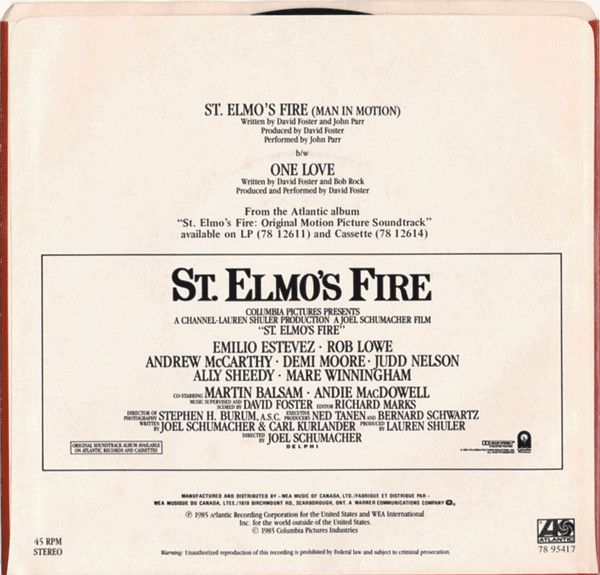 John Parr - St. Elmo's Fire (Man In Motion) (7") [Vinyl] | Atlantic (78 95417) - 2