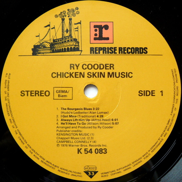 Ry Cooder - Chicken Skin Music | Reprise Records (K 54 083)