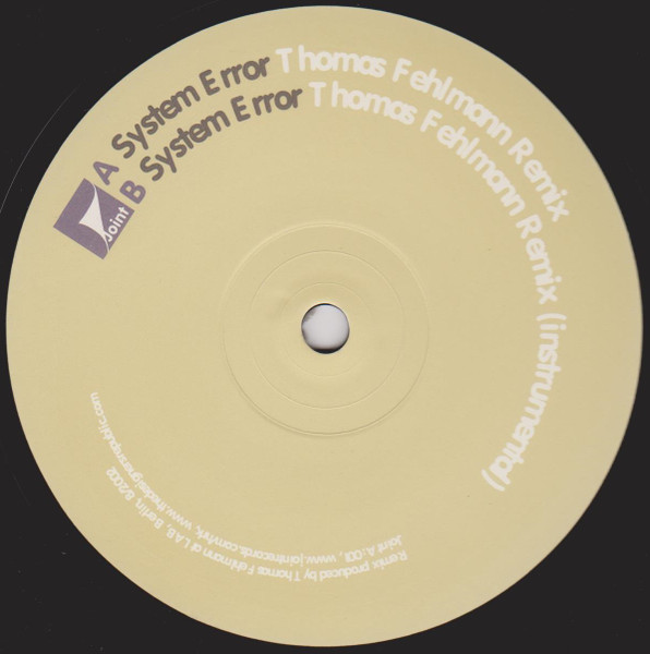HRK - System Error (Remix) | Joint Records (JOINT 001) - 2 HRK - System Error (Remix) | Joint Records (JOINT 001) - 2