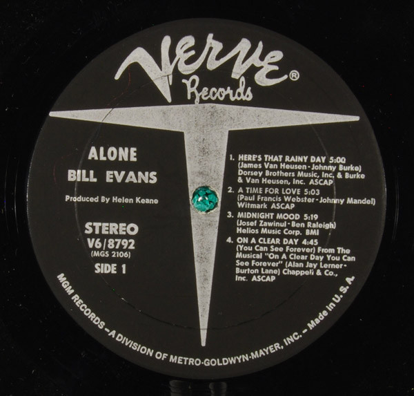 Bill Evans - Alone | Verve Records (V6/8792) - 3 Bill Evans - Alone | Verve Records (V6/8792) - 3
