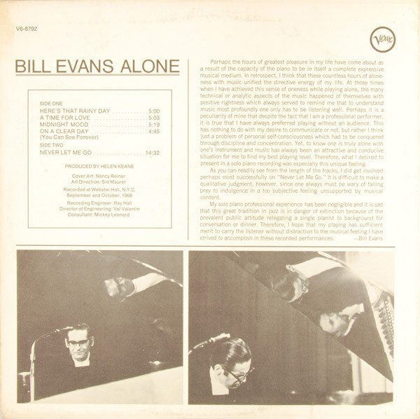 Bill Evans - Alone | Verve Records (V6/8792) - 2 Bill Evans - Alone | Verve Records (V6/8792) - 2