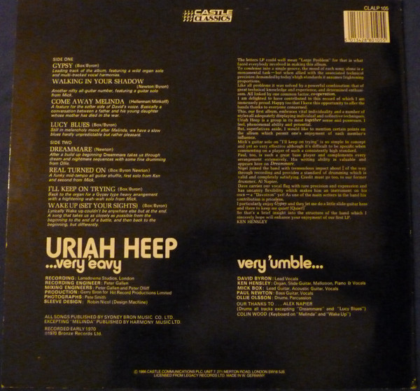 Uriah Heep - ...Very 'Eavy ...Very 'Umble | Castle Classics (CLALP 105) - 2