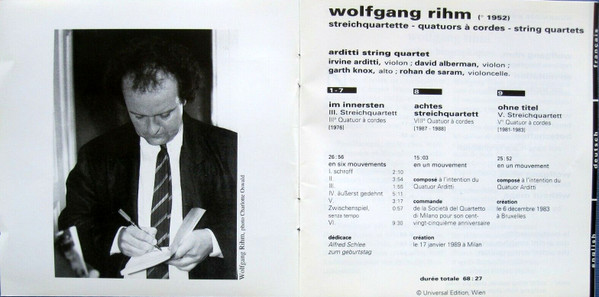 Wolfgang Rihm - Arditti Quartet - Streichquartette III, VIII, V | Montaigne (MO 782001) - 2