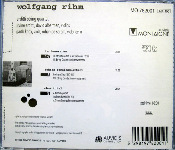 Wolfgang Rihm - Arditti Quartet - Streichquartette III, VIII, V | Montaigne (MO 782001) - main