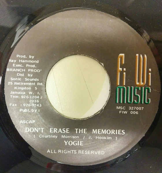 Yogie - Don't Erase The Memories | FiWi Music (FIW 006) - main