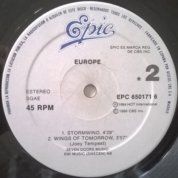 Europe - Rock The Night | Epic (EPC 650171 6) - 4