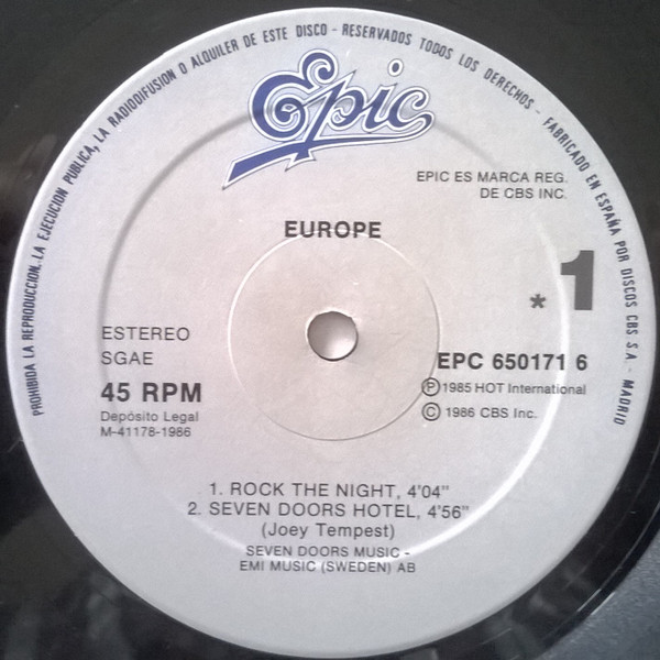 Europe - Rock The Night | Epic (EPC 650171 6) - 3