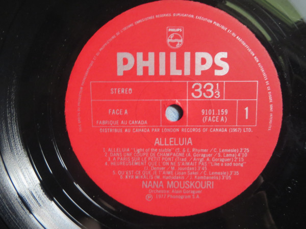 Nana Mouskouri - Alléluia | Philips (9101 159) - 4