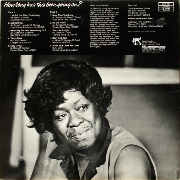 Sarah Vaughan - How Long Has This Been Going On? | Pablo Records (2310-821) - 3 Sarah Vaughan - How Long Has This Been Going On? | Pablo Records (2310-821) - 3