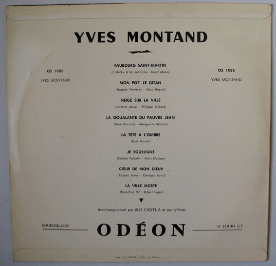 Yves Montand - Y.Montand | Odeon (OS 1085) - 3