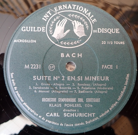 Johann Sebastian Bach - Radio-Sinfonie-Orchester Frankfurt , Klaus Pohlers , Carl Schuricht - Suites Pour Orchestre N° 2 En Si Mineur Avec Flûte Solo. N° 3 En Ré Majeur | Guilde Internationale Du Disque (M. 2231) - 3