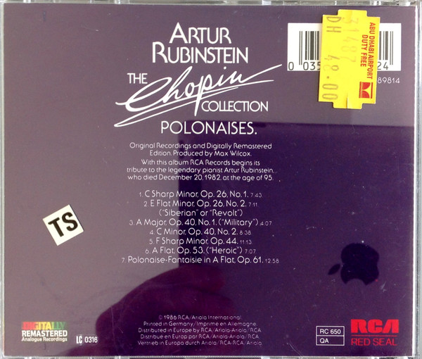 Frédéric Chopin , Arthur Rubinstein - The Chopin Collection : Polonaises | RCA Red Seal (RD89814) - 3