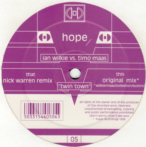 Ian Wilkie Vs. Timo Maas - Twin Town | Hope Recordings (hope 05) - main Ian Wilkie Vs. Timo Maas - Twin Town | Hope Recordings (hope 05) - main
