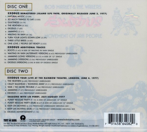 Bob Marley & The Wailers - Exodus | Island Records (314 586 408-2) - 2