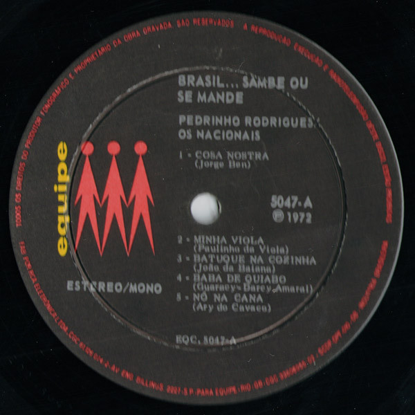 Pedrinho Rodrigues / Os Nacionais - Brasil . . . Sambe Ou Se Mande | Equipe (EQAC 5047) - 3
