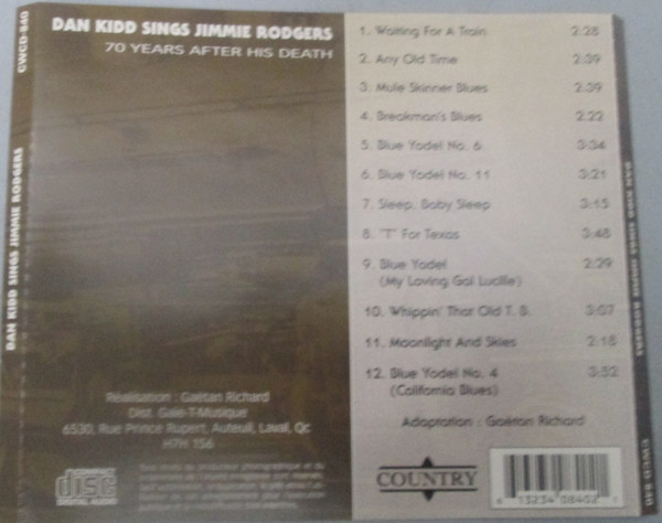 Dan Kidd - Dan Kidd Sings Jimmy Rodgers - 70 Years After His Death | Not On Label (CWCD-840) - 3 Dan Kidd - Dan Kidd Sings Jimmy Rodgers - 70 Years After His Death | Not On Label (CWCD-840) - 3